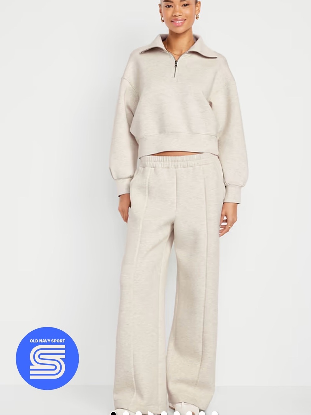 Old Navy‎ | High-Rise Bounce Fleece Wide Leg Sweatpants Beige Sz S NWT